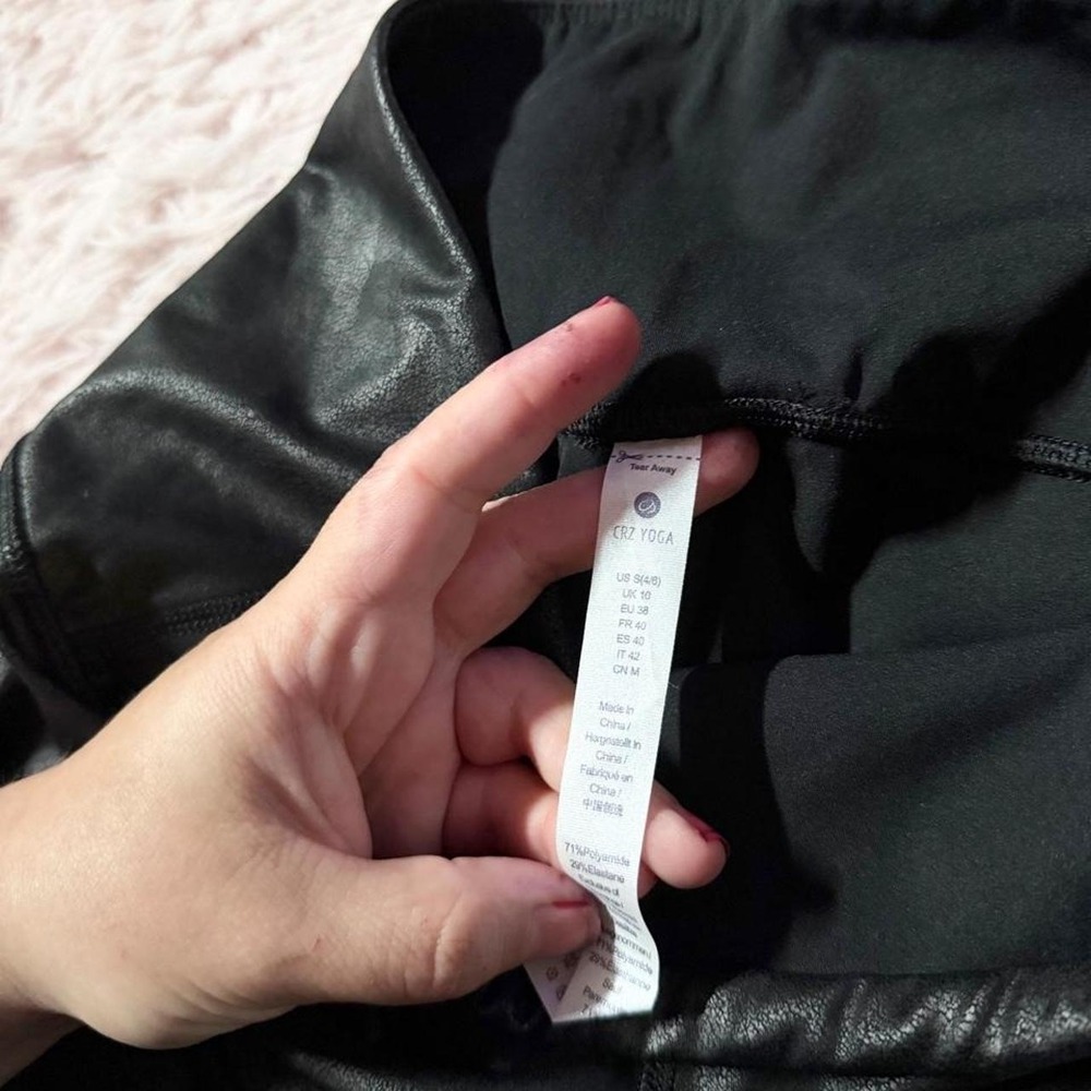 Black Faux leather Edgy Alternative Biker Chic Urban Streetwear Legging Womens S - Picture 4 of 5